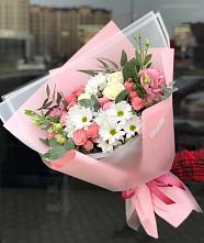Букет цветов из:  Розы, Лизиантусы и Хризантемы в Юрино